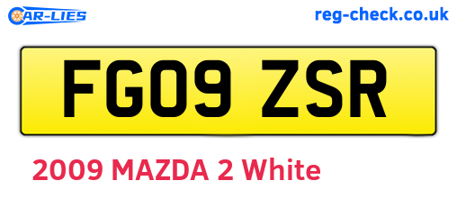 FG09ZSR are the vehicle registration plates.