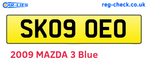 SK09OEO are the vehicle registration plates.