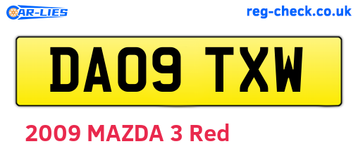 DA09TXW are the vehicle registration plates.