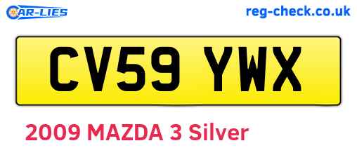CV59YWX are the vehicle registration plates.