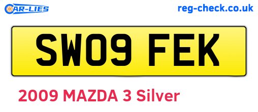 SW09FEK are the vehicle registration plates.