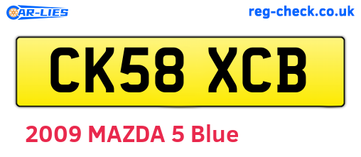 CK58XCB are the vehicle registration plates.