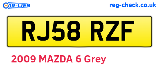 RJ58RZF are the vehicle registration plates.