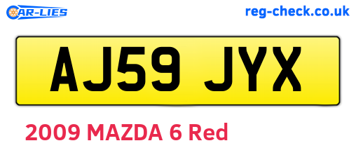 AJ59JYX are the vehicle registration plates.
