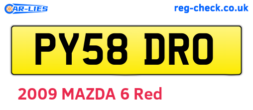 PY58DRO are the vehicle registration plates.