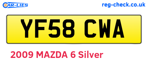YF58CWA are the vehicle registration plates.