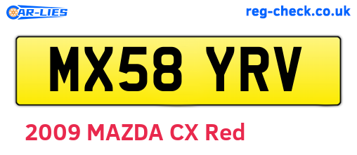 MX58YRV are the vehicle registration plates.