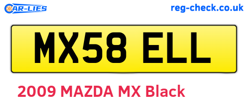 MX58ELL are the vehicle registration plates.