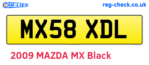 MX58XDL are the vehicle registration plates.