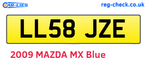 LL58JZE are the vehicle registration plates.