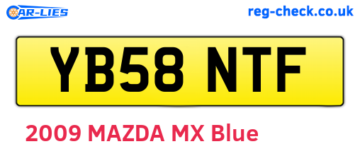 YB58NTF are the vehicle registration plates.
