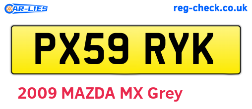 PX59RYK are the vehicle registration plates.