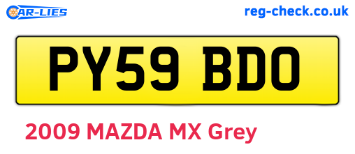 PY59BDO are the vehicle registration plates.