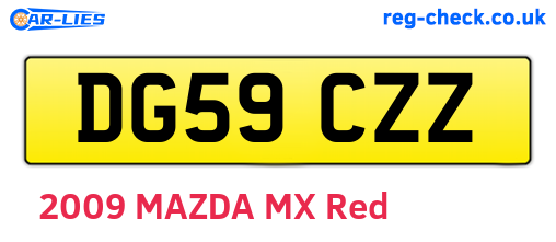 DG59CZZ are the vehicle registration plates.
