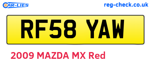 RF58YAW are the vehicle registration plates.
