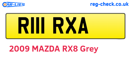 R111RXA are the vehicle registration plates.