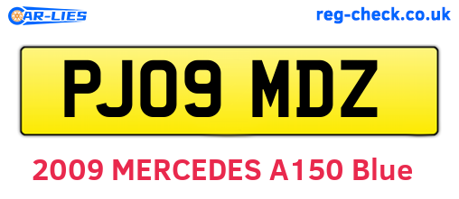 PJ09MDZ are the vehicle registration plates.