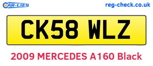 CK58WLZ are the vehicle registration plates.