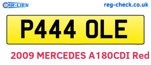 P444OLE are the vehicle registration plates.