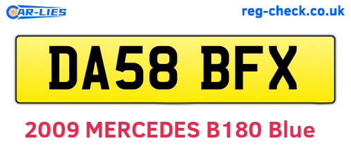 DA58BFX are the vehicle registration plates.