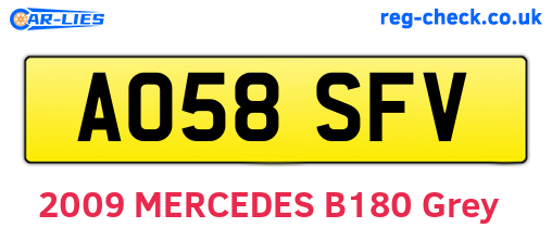 AO58SFV are the vehicle registration plates.