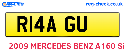 R14AGU are the vehicle registration plates.
