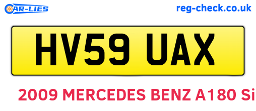 HV59UAX are the vehicle registration plates.