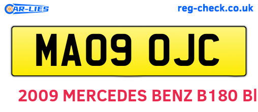 MA09OJC are the vehicle registration plates.