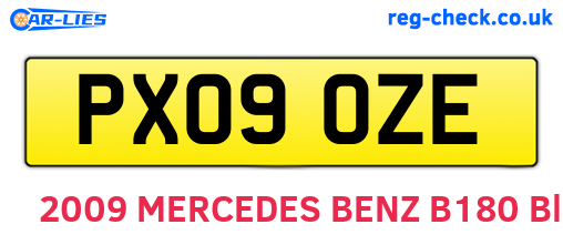 PX09OZE are the vehicle registration plates.