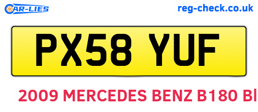 PX58YUF are the vehicle registration plates.