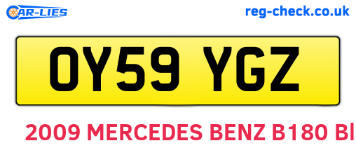 OY59YGZ are the vehicle registration plates.