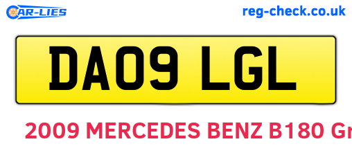 DA09LGL are the vehicle registration plates.