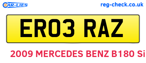 ER03RAZ are the vehicle registration plates.