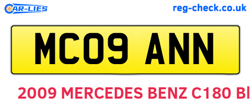 MC09ANN are the vehicle registration plates.