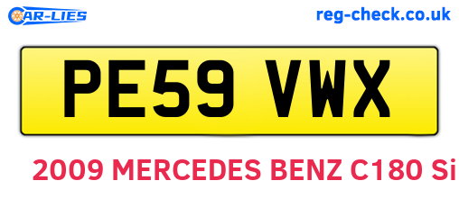 PE59VWX are the vehicle registration plates.