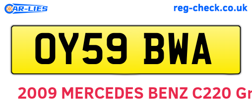 OY59BWA are the vehicle registration plates.