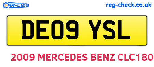 DE09YSL are the vehicle registration plates.