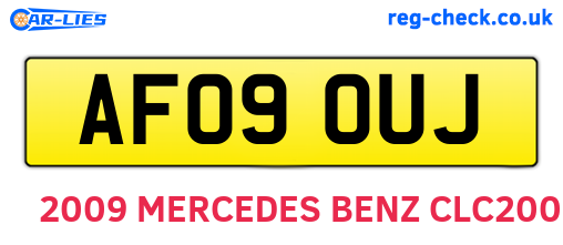AF09OUJ are the vehicle registration plates.