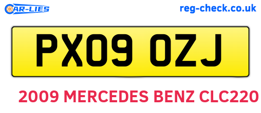 PX09OZJ are the vehicle registration plates.