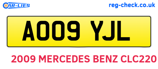 AO09YJL are the vehicle registration plates.