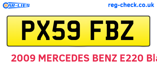 PX59FBZ are the vehicle registration plates.