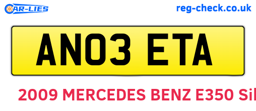 AN03ETA are the vehicle registration plates.