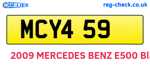 MCY459 are the vehicle registration plates.