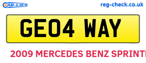 GE04WAY are the vehicle registration plates.