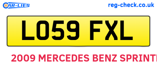 LO59FXL are the vehicle registration plates.
