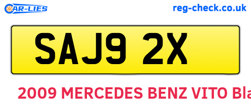 SAJ92X are the vehicle registration plates.