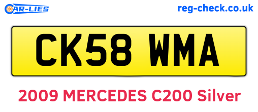 CK58WMA are the vehicle registration plates.