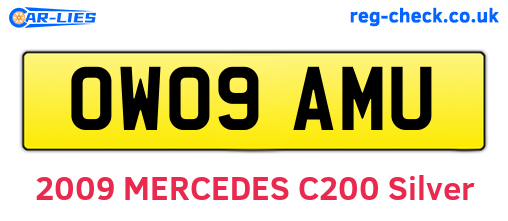OW09AMU are the vehicle registration plates.
