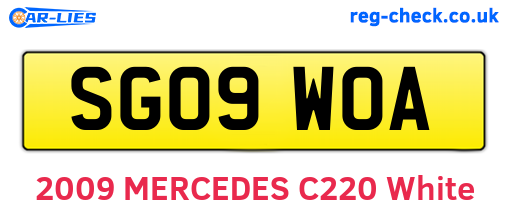 SG09WOA are the vehicle registration plates.