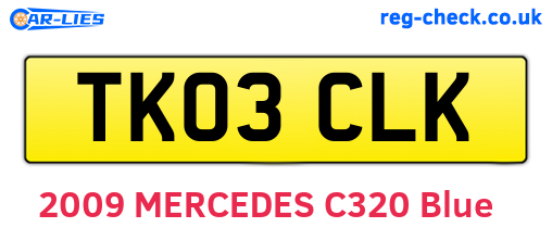 TK03CLK are the vehicle registration plates.